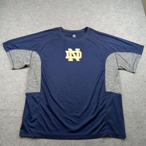 Notre Dame Fighting Irish Shirt Mens 2XL Blue Gray Short Sleeve NCAA Football